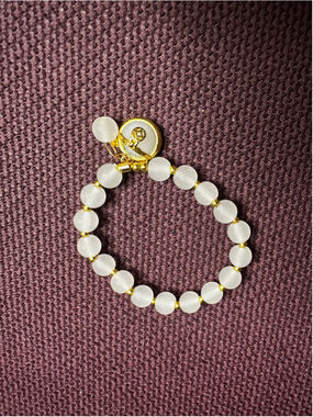 White and Gold Beaded Bracelet